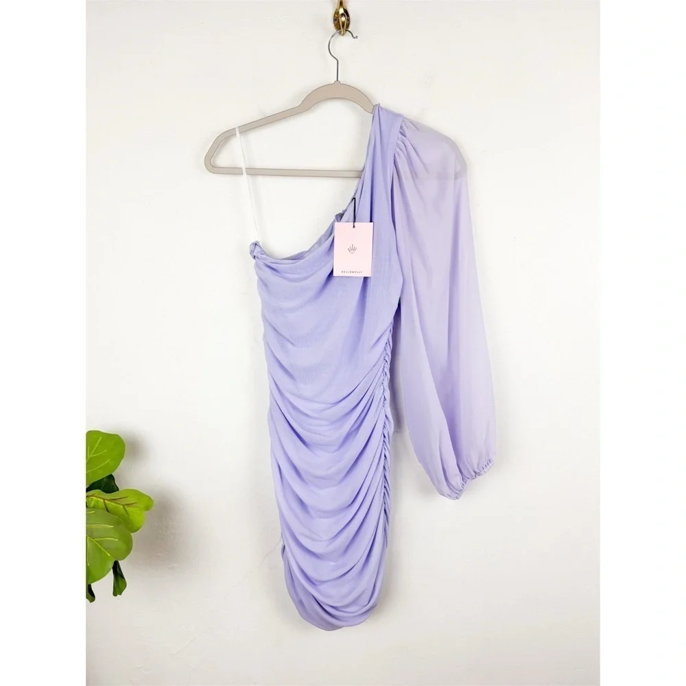 NWT Hello Molly Party It Up Lilac One Shoulder Mini Dress Sz L - Picture 3 of 14